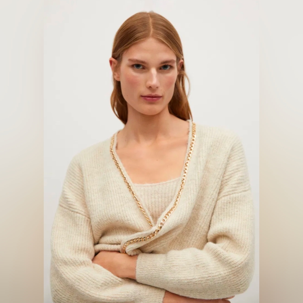 MNG Cardigan with Gold Chain